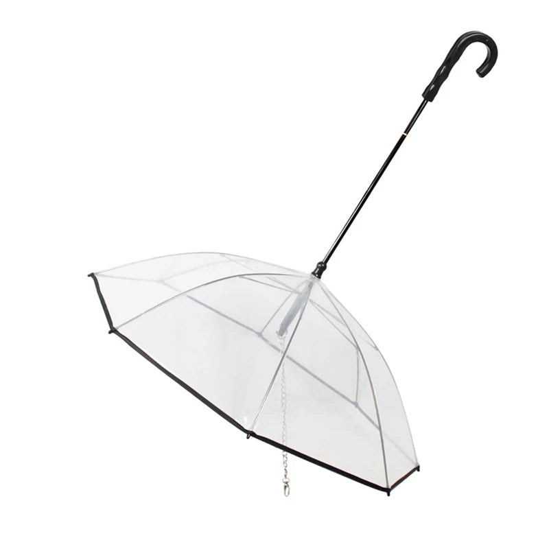 Transparent Pet Umbrellas Small Medium Dog Umbrella with Dog Leash Iron Chain as Raincoat for Dog Rainwear Pet Accessories Tools