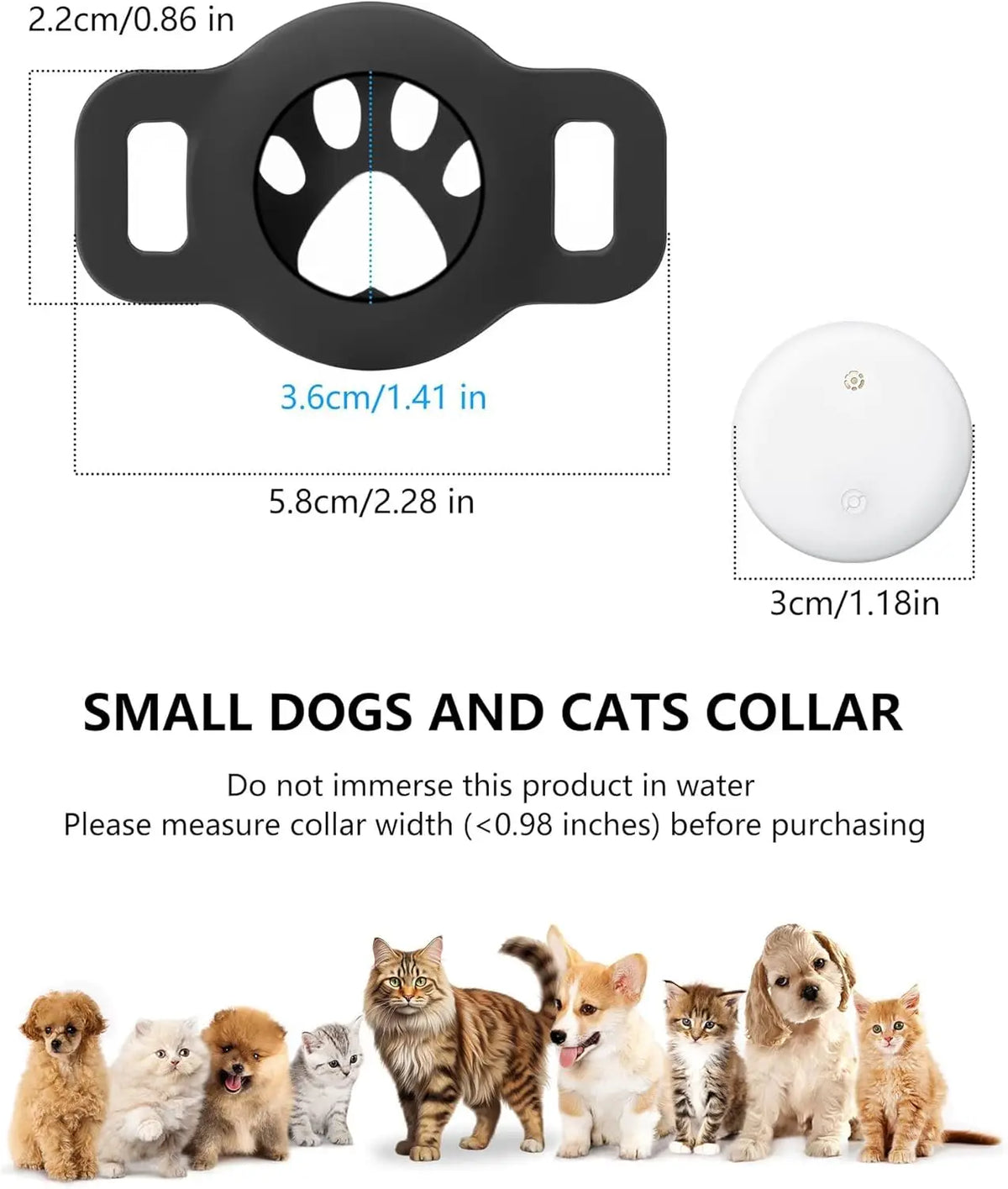 Bluetooth Cat & Dog Tracker Collar — Google Find My Compatible, Anti-Lost Pet Locator (Android Only)