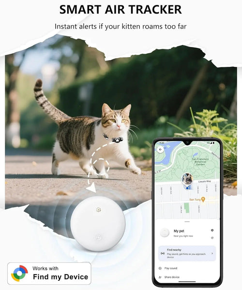 Bluetooth Cat & Dog Tracker Collar — Google Find My Compatible, Anti-Lost Pet Locator (Android Only)